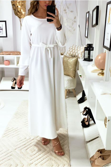 robe blanche longue manche