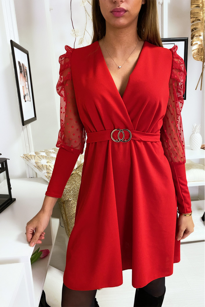 robe rouge avec manche