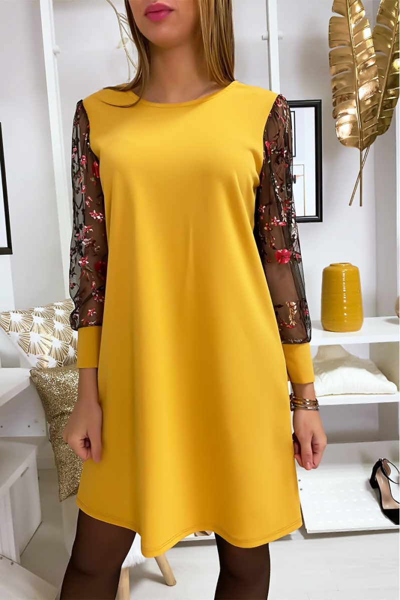 robe moutarde fleurie