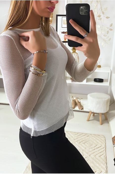 White top in transparent and gold mail - 7