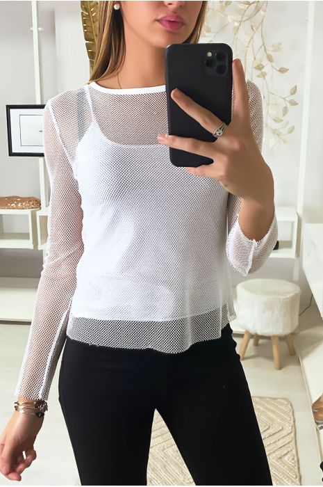 White top in transparent and gold mail - 6