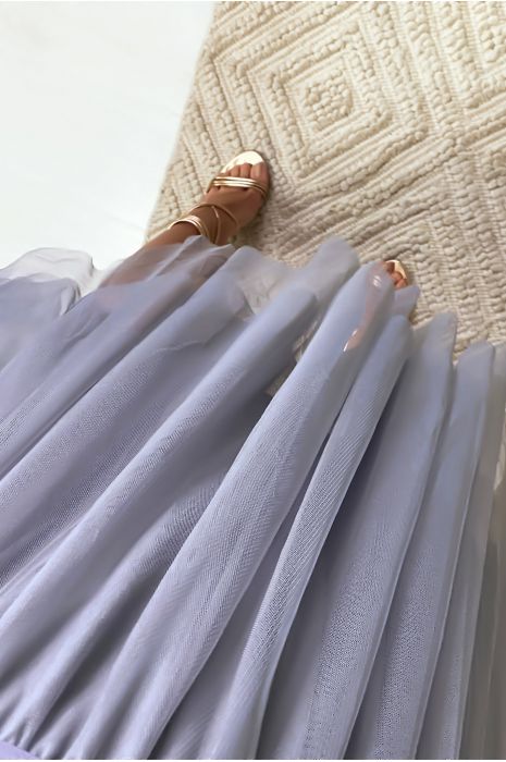 Jupe grise à volants en tulle - 5