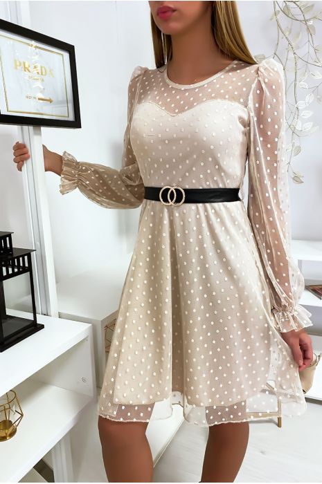 robe blanche et beige