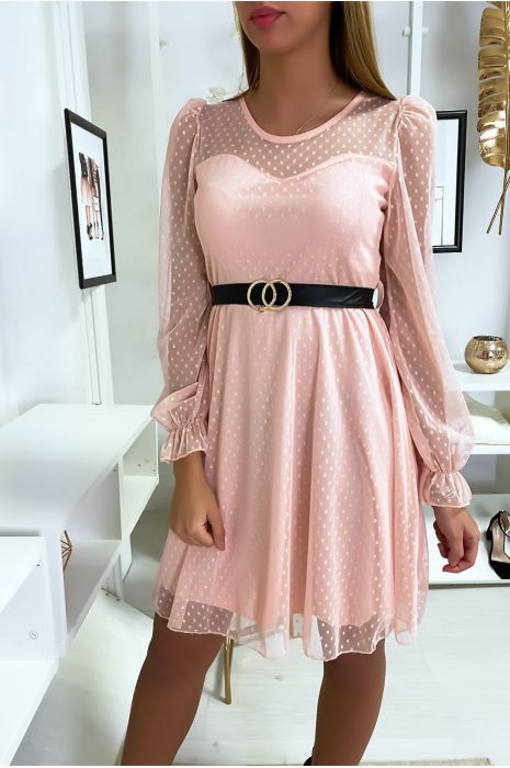 robe plumetis rose