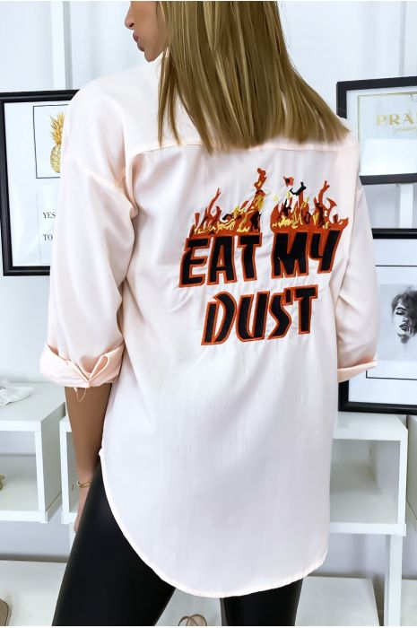 Pink shirt embroidered on the front and back - 3