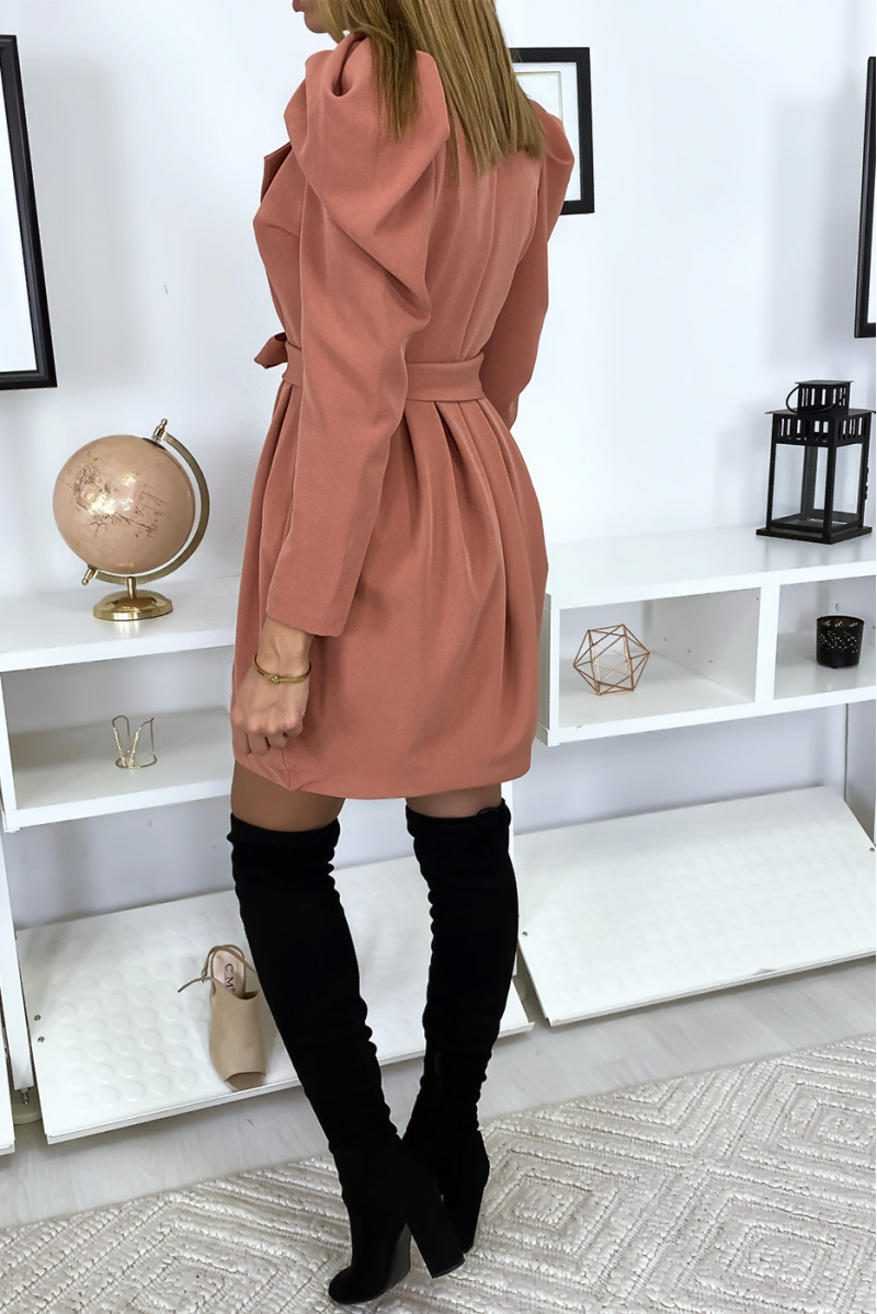 Robe rose classe nouée avec épaulettes - 3