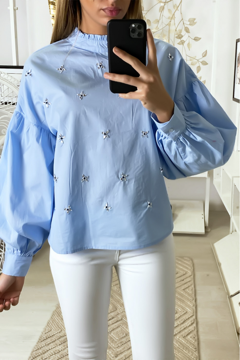BlBB puff sleeve blouse with rhinestones - 8