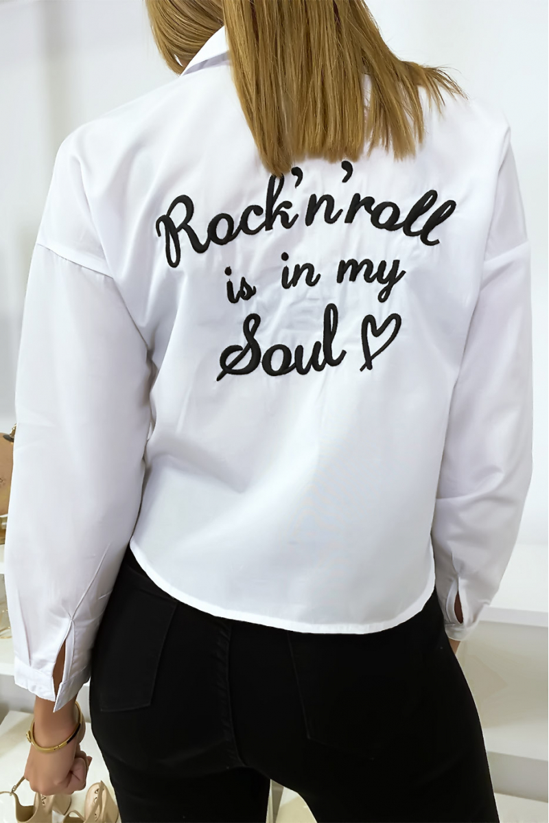 Short white shirt with writing on the back - 5