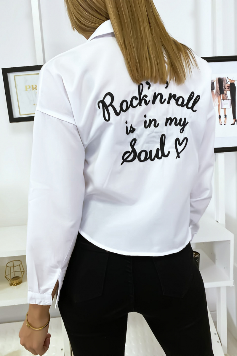 Short white shirt with writing on the back - 4