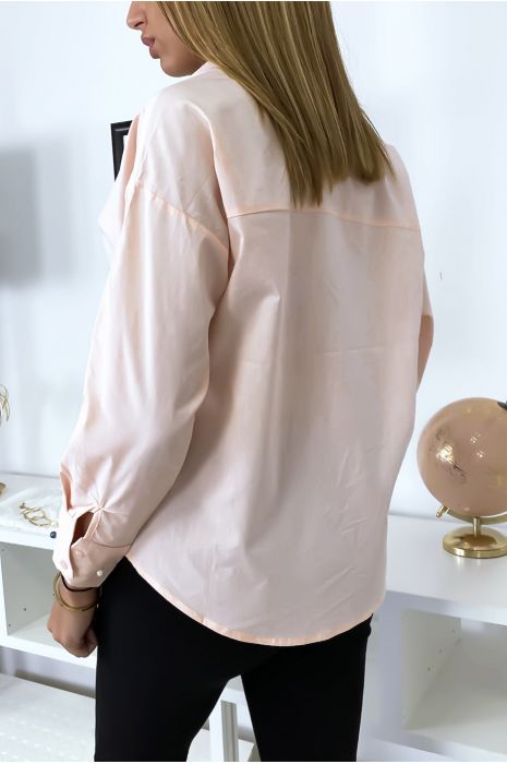 Roze overhemd met parels op de mouwen - 3