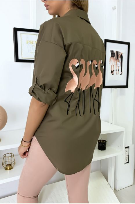 Chemise kaki flamands roses - 3