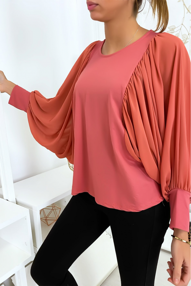 Pretty pink blouse with draped sleeves - 1
