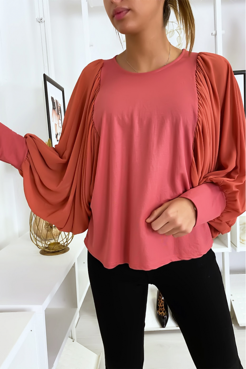 Pretty pink blouse with draped sleeves - 3