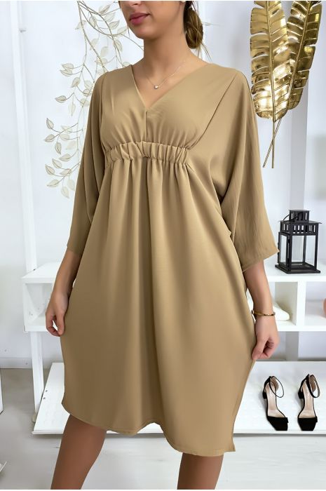 Robe classe camel à manches courtes - 1