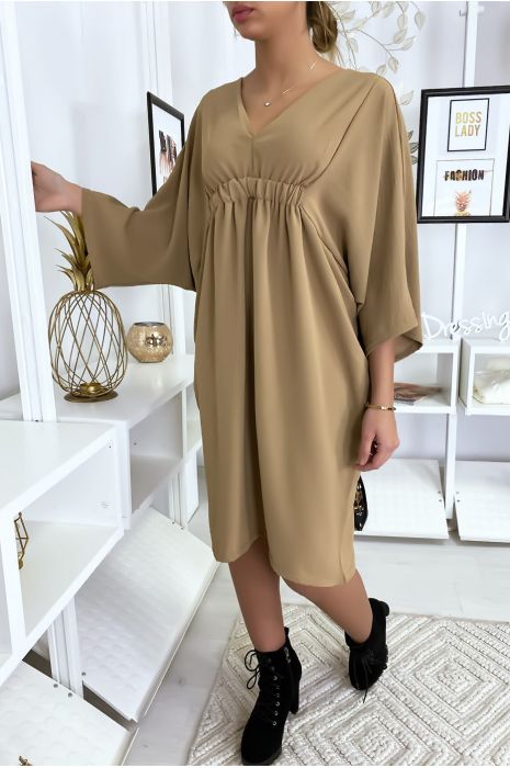 Robe classe camel à manches courtes - 3