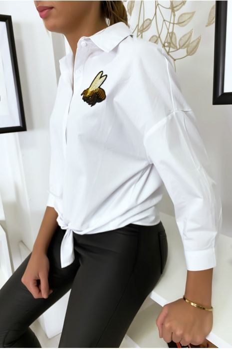 White bee tie shirt - 3