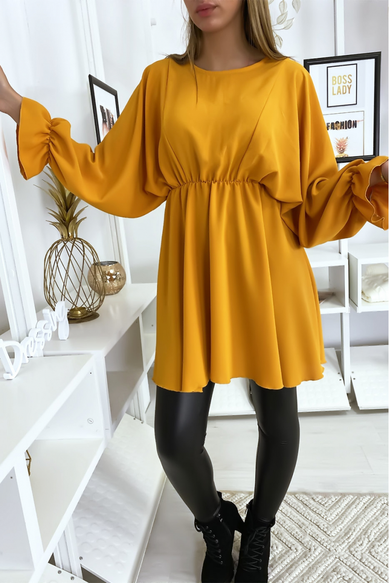 Tunique moutarde femme à manches longues