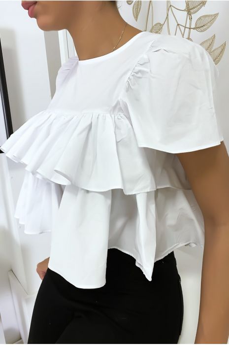 White ruffled crop top - 5