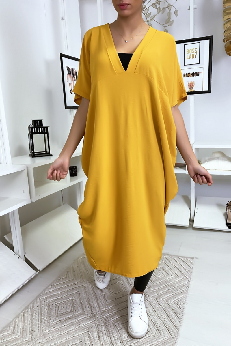 Robe moutarde longue et ample - 9
