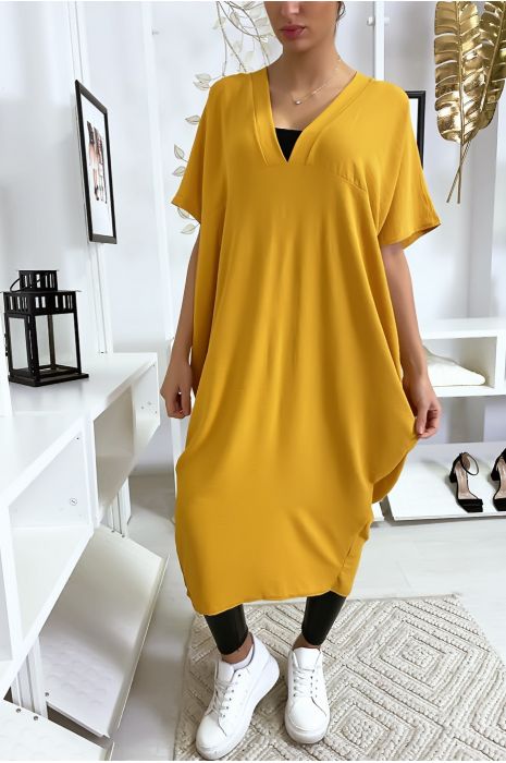 Robe moutarde longue et ample - 6