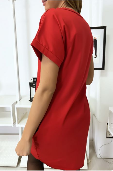 Robe t-shirt rouge avec écriture LOVE bombé - 5