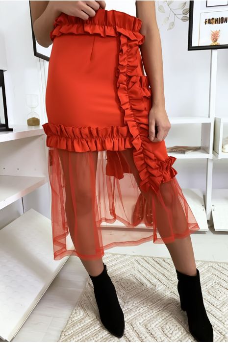 jupe rouge volant