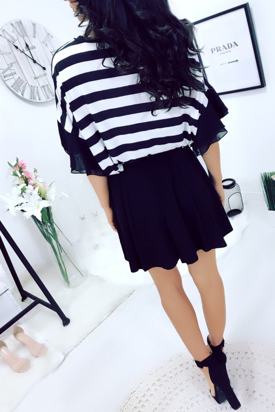 Black sailor t-shirt with fancy sleeve and collar in addition. Top MC1724 - 2