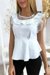 Blue blouse with flounce and tulle