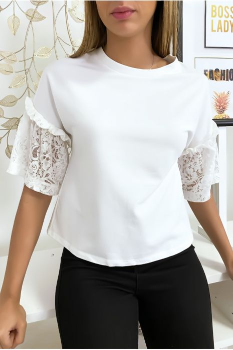 White top with lace sleeves - 2