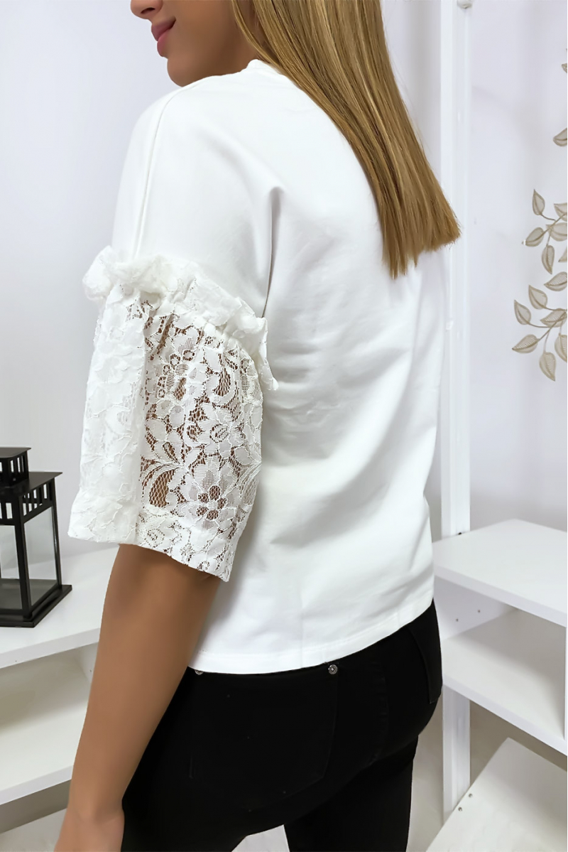 White top with lace sleeves - 4