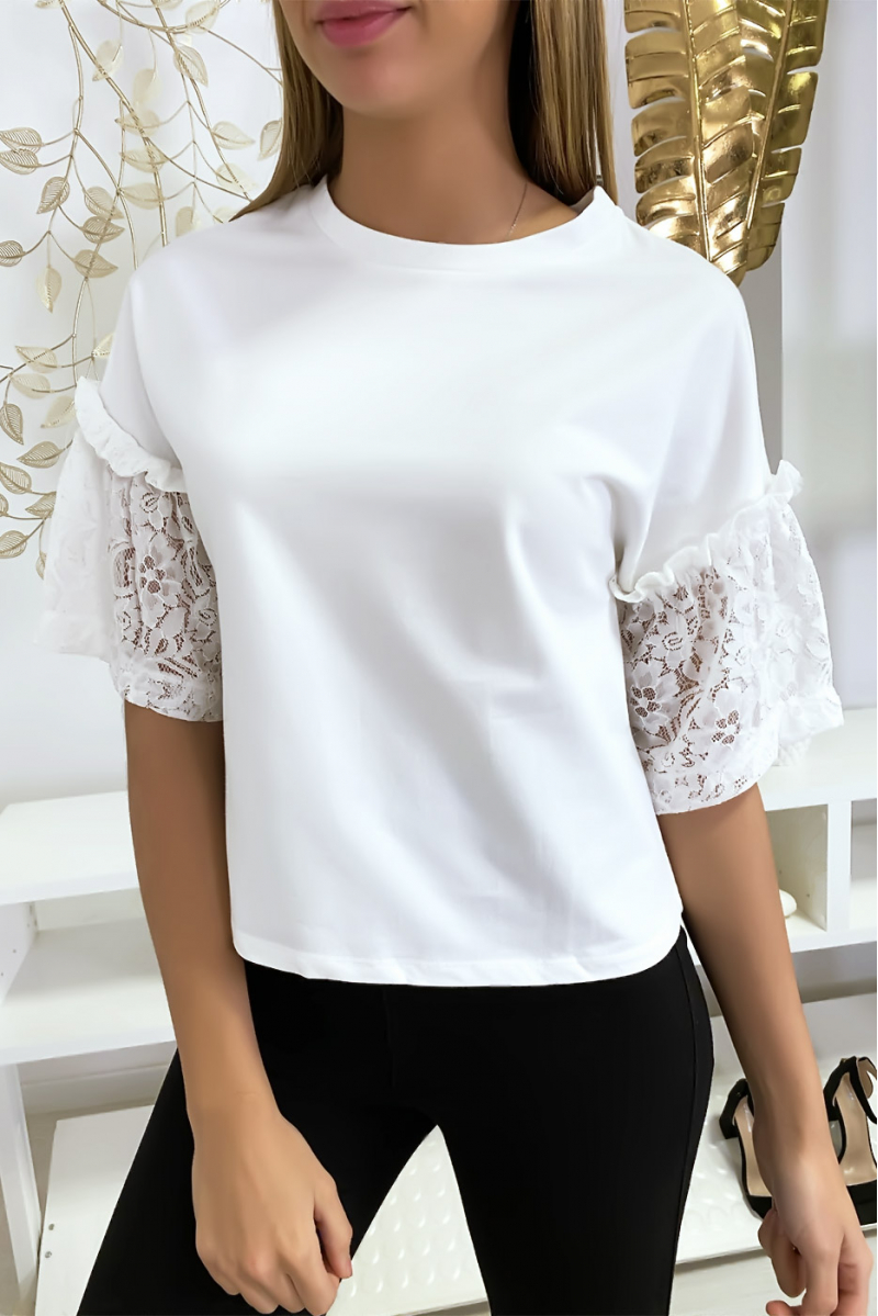 White top with lace sleeves - 1