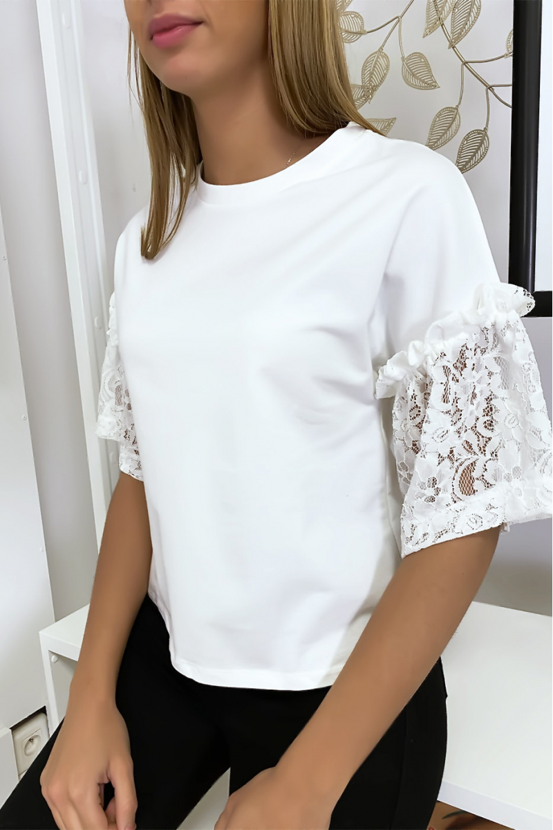 White top with lace sleeves - 3