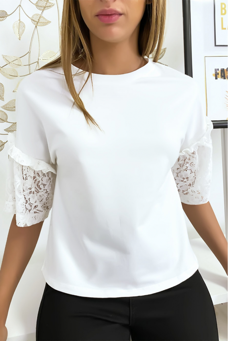 White top with lace sleeves - 5