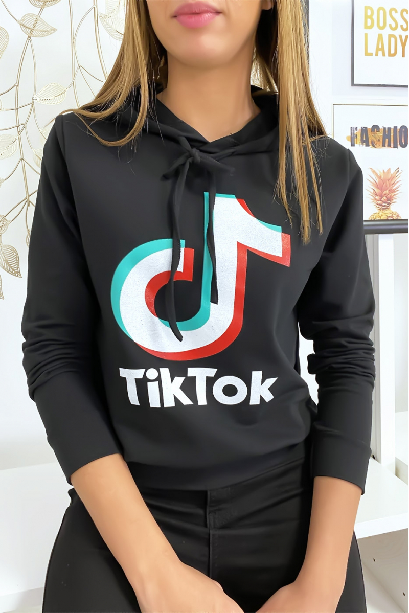 Black Tik Tok logo sweatshirt - 1
