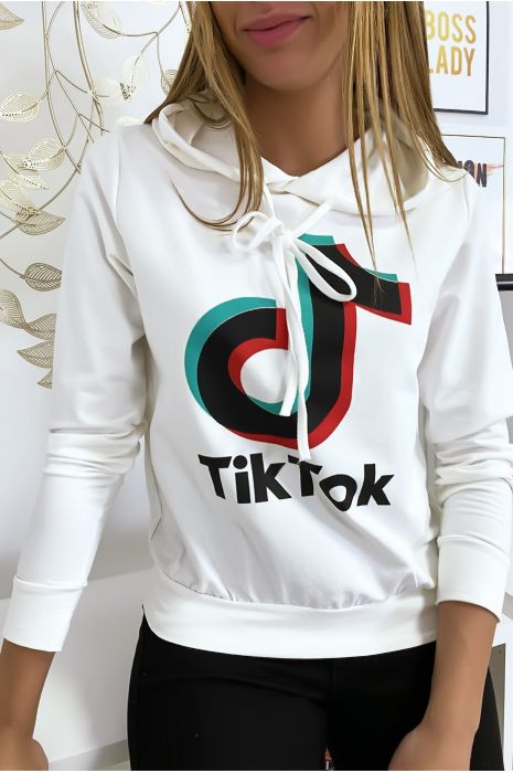 bitter Toneelschrijver Wegenbouwproces Witte sweatshirt trui met Tik Tok logo