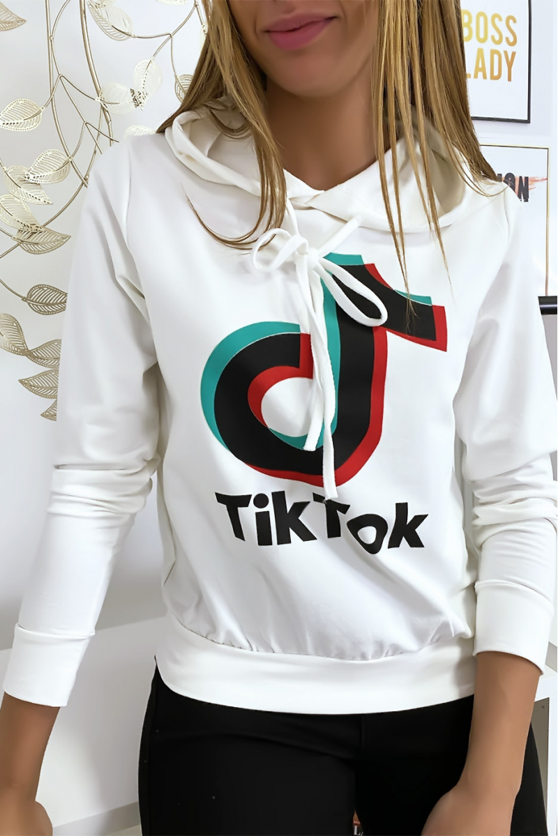 White sweatshirt with Tik Tok logo - 3