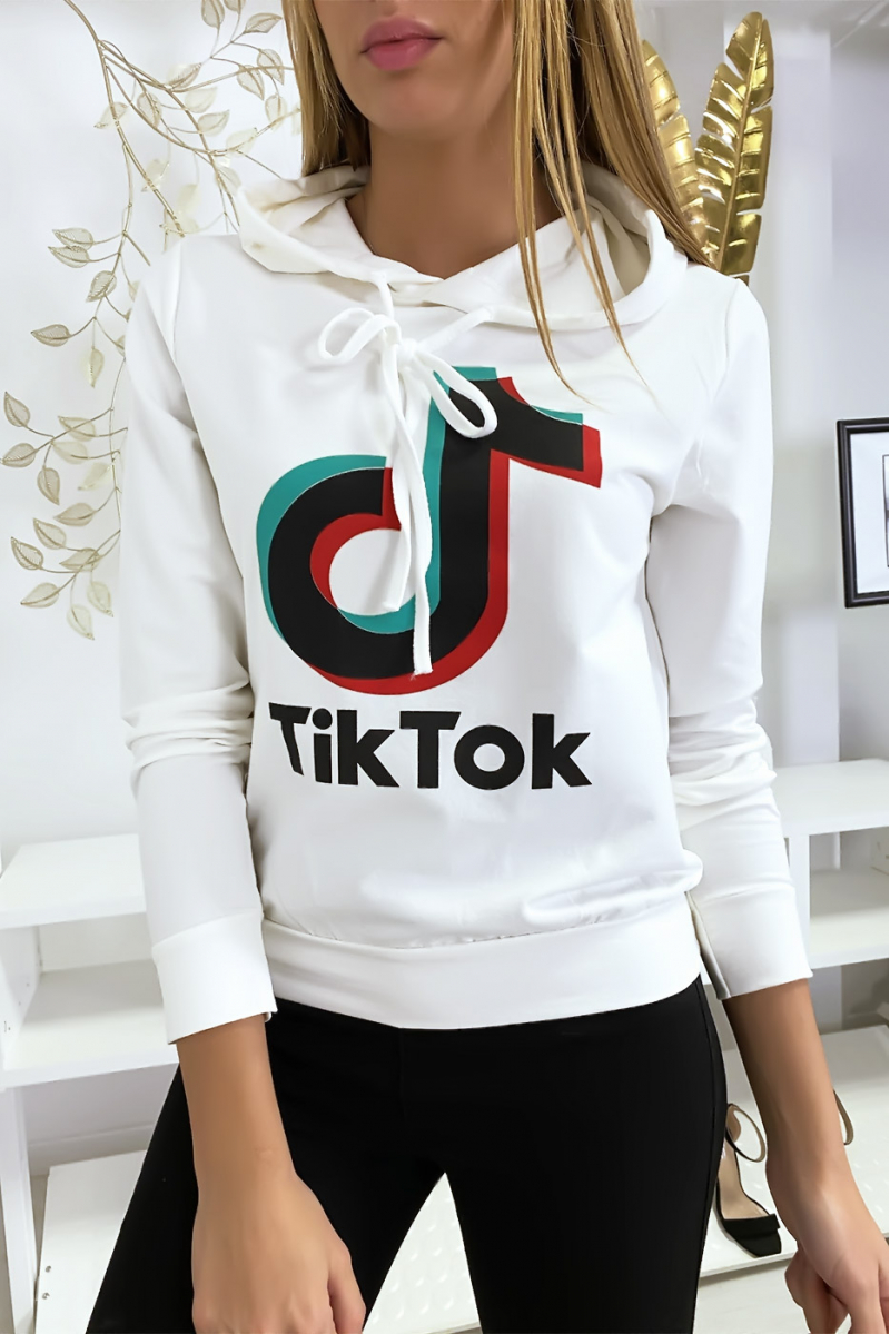 PuWl wit sweatshirt met Tik Tok-logo - 1