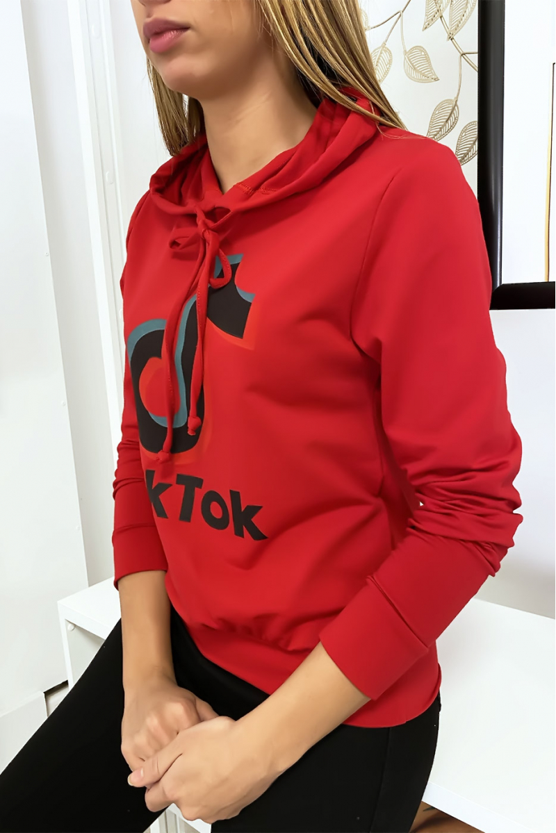 Rode sweater met Tik Tok logo - 3