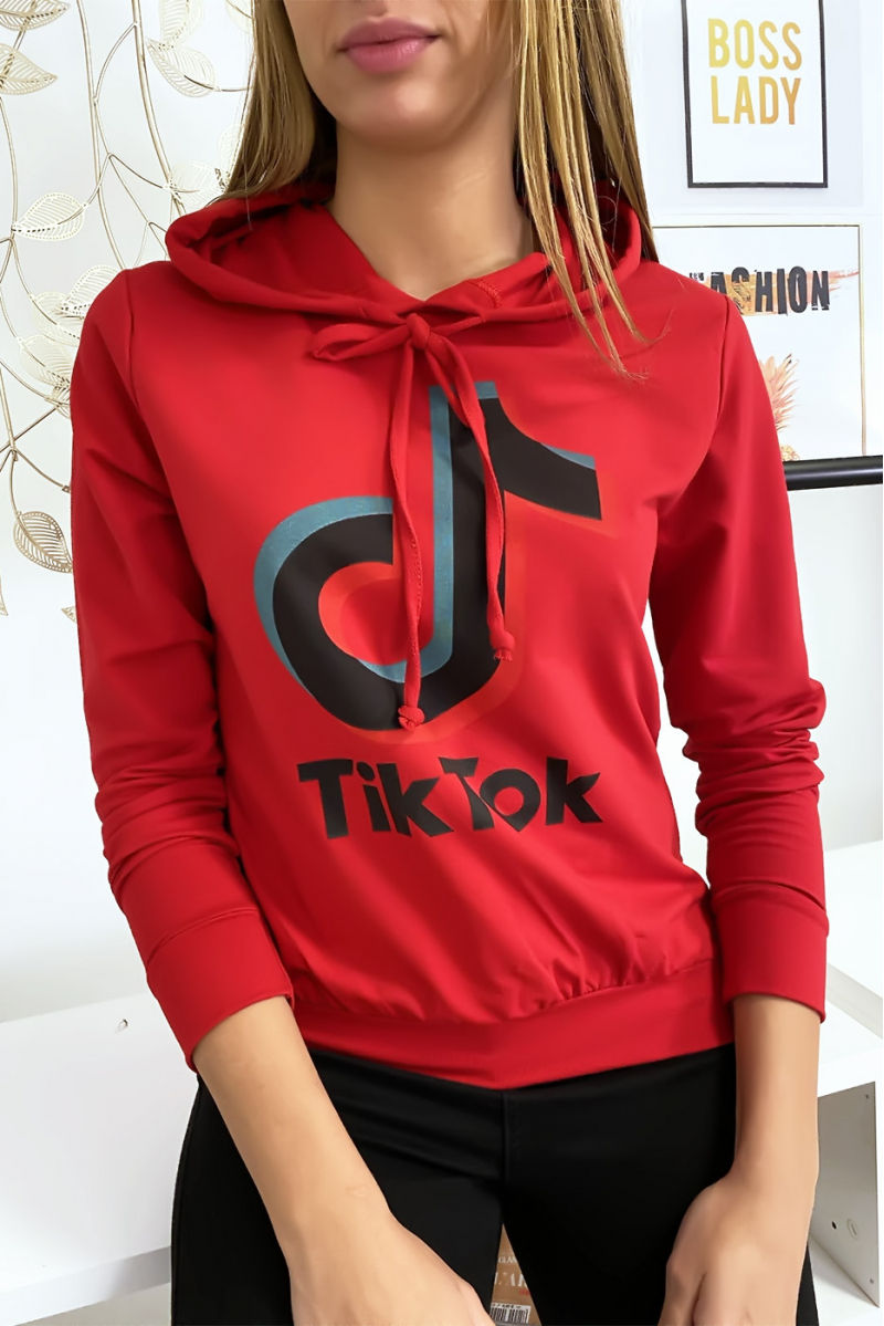 Rode sweater met Tik Tok logo - 2