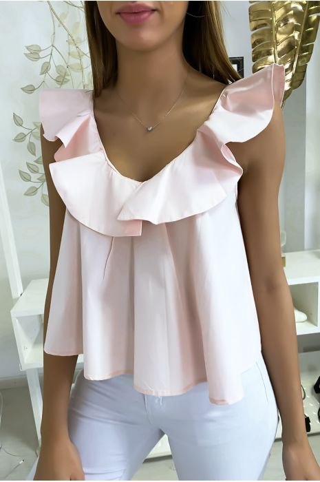 Pretty pink ruffle top - 1