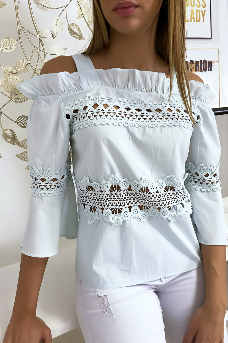 Blue hooked blouse top - 3