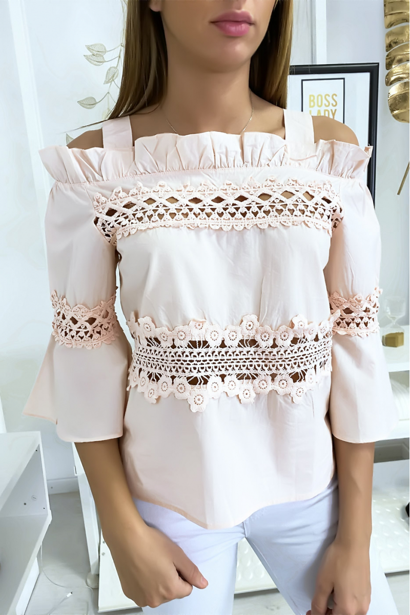 Pink hooked blouse top - 1