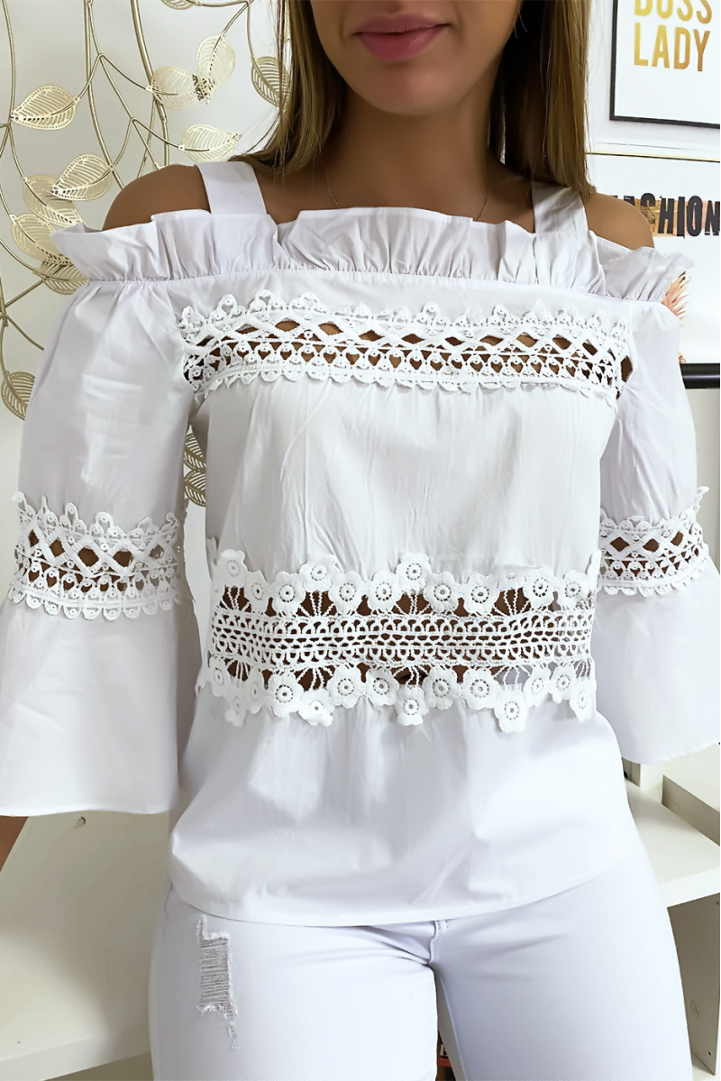 White hooked blouse top - 3