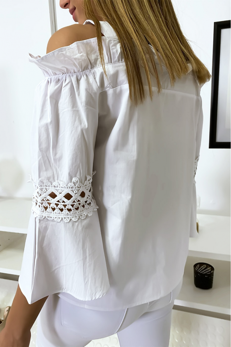 White hooked blouse top - 5