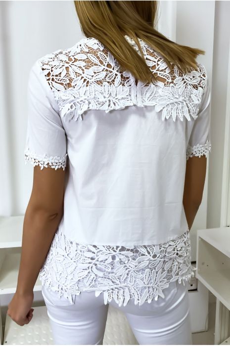 Top simple blanc à dentelles - 6