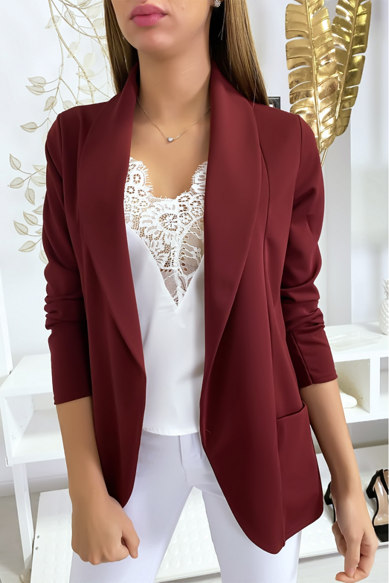 women's burgundy blazer jacket