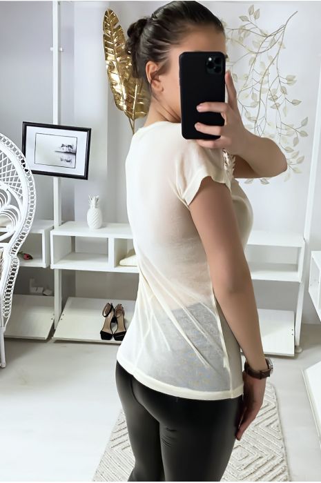 Top beige à détails sur épaules - 3