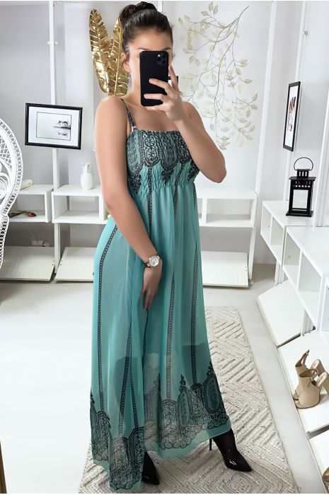 Robe longue turquoise légère - 2