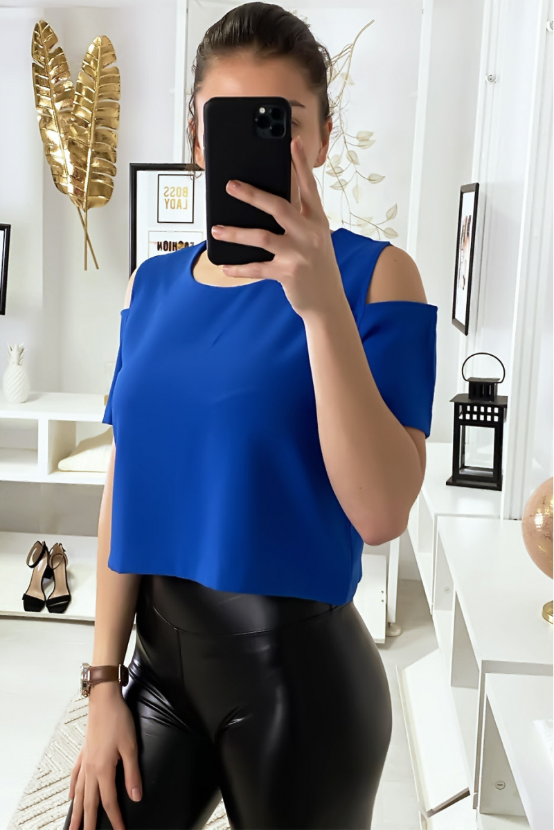 Royal off-the-shoulder crop top with back closure F 2275 - 2