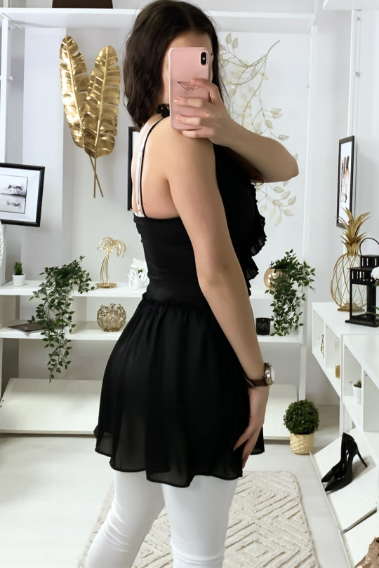 Black crepe tunic with suspender and frills - 6